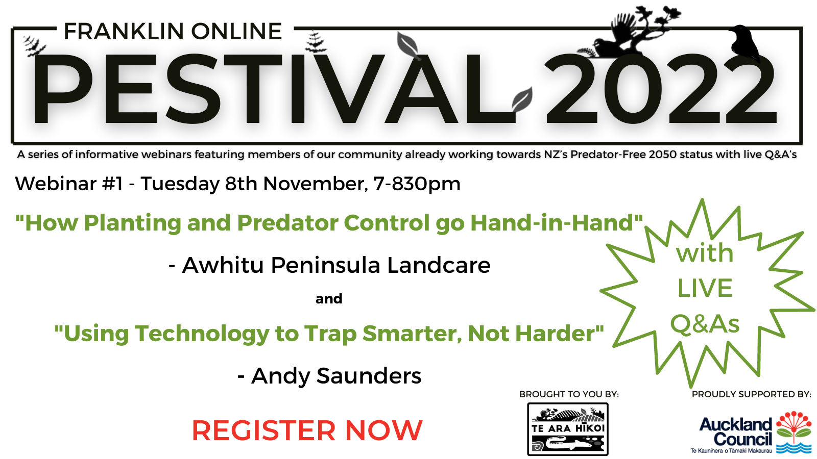 Franklin Pestival Webinar #1 Awhitu Landcare & Andy Saunders